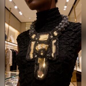 Vintage cloth and glass necklace